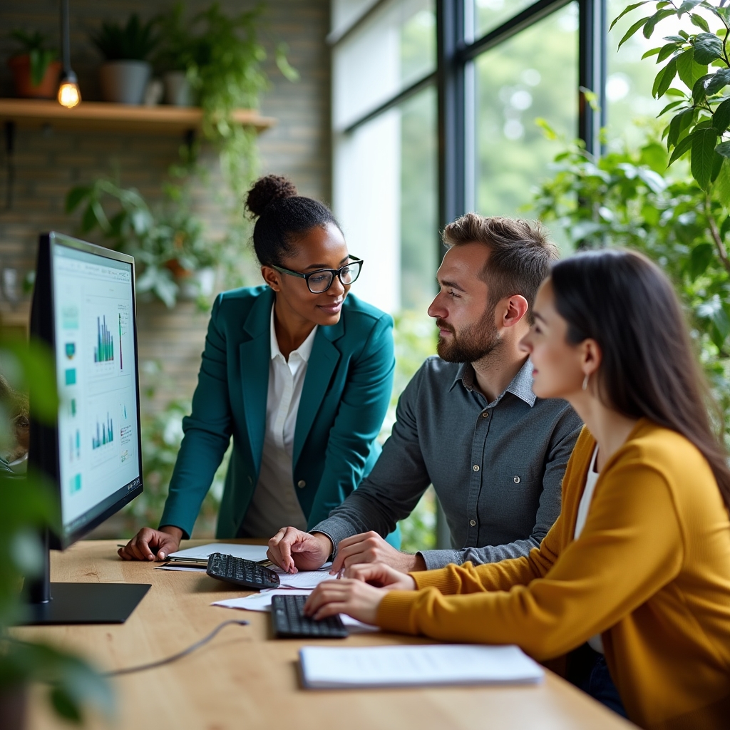 Redaktionsteam von Kelunqorlab bei der Arbeit in einem modernen Büro in Frankfurt
